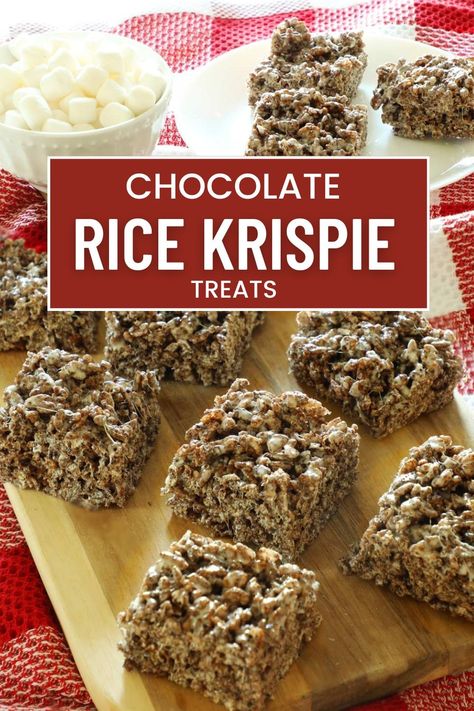 Chocolate Rice Krispie treats are a fun twist on a classic dessert. Great after school snack or treat thats really easy to make all you need is cocoa Krispies, butter and marshmallows. Cocoa Krispies, Chocolate Rice Krispie Treats, After School Snack, Weekend Crafts, School Snack, Rice Krispie Treats, Rice Krispie, After School Snacks, Classic Desserts