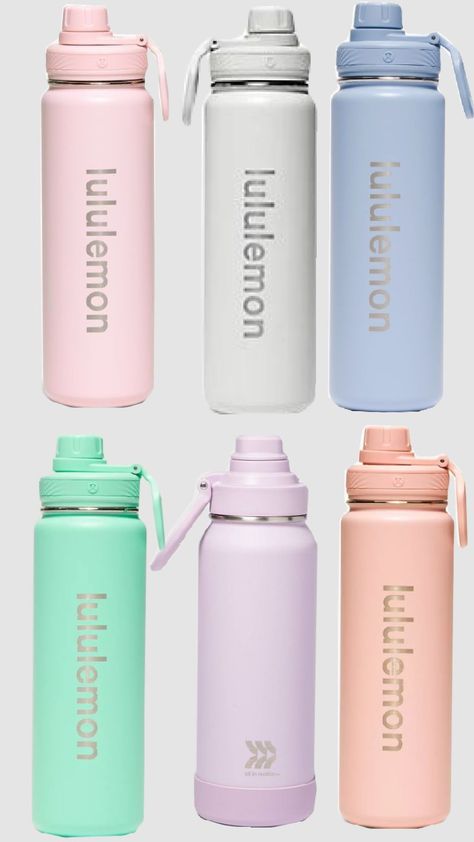 Lulu lemon bottles! Tiktok- InspoByMiley Lulu Lemon Water Bottle, Lemon Water Bottle, Elephant Skincare, Drunk Elephant Skincare, School Water Bottles, Lemon Set, Trendy Water Bottles, Wishlist Ideas, Preppy School