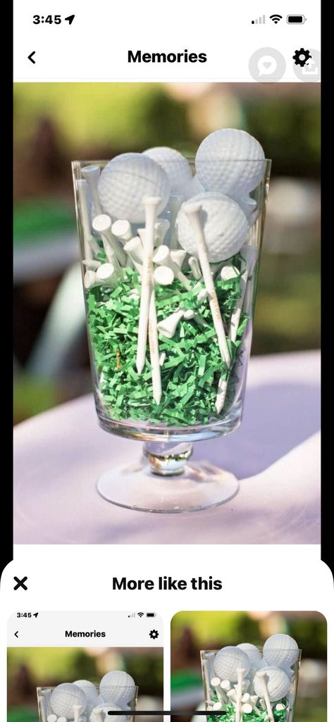 Golf Themed Centrepieces, Golf Ball Table Decorations, Paper Lantern Golf Ball, Golf Birthday Party Centerpieces, Mason Jar Golf Centerpieces, Hole In One Party Centerpieces, Golf Tournament Centerpiece Ideas, Golf Ball Centerpiece Ideas, High School Golf Banquet Ideas