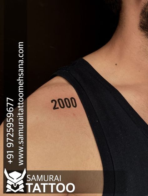 2000 Font Tattoo, 2000 Tattoo Year Ideas, Tattoo Year, 2000 Tattoo, Font Tato, Number Tattoo, Date Tattoos, Number Tattoos, Tattoo Inspiration Men