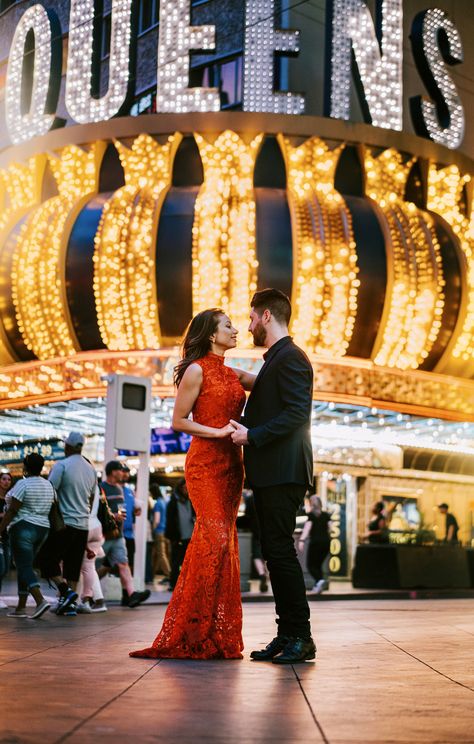 Vegas Night Photoshoot, Old Vegas Glamour, Downtown Vegas Photoshoot, Vegas Engagement Photos, Las Vegas Engagement Photos, Vegas Photoshoot, Las Vegas Trip Planning, Vegas Wedding Dress, Las Vegas Wedding Photos