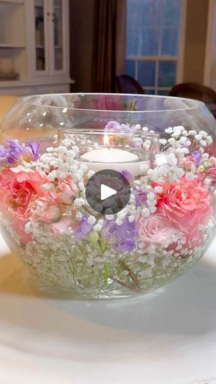 18K views · 368 reactions | Floating Floral Luminary Centerpiece 🌸✨ With a blend of baby’s breath, roses, and florals delicately floating in water, this enchanting centerpiece is ideal for your Spring wedding, Mother’s Day, shower, or birthday celebration. I love how one single floating candle casts such a soft glow amidst the romantic and airy florals, evoking the essence of spring. It’s so dreamy, lush and smells amazing by the way!To shop>> https://ltk.app.link/KIb8hfA5CIb #floatingflowers #springweddingflowers #springflorals #luminaries #mothersdayflowers #bridalshowerideas | Janine Graff | Janine Graff · Original audio Floating Candle Centerpieces Diy, Floating Flower Arrangements, Holiday Centerpieces Diy, Christmas Decora, Globe Crafts, Floating Candle Centerpieces, Floating Flowers, Glass Centerpieces, Water Beads