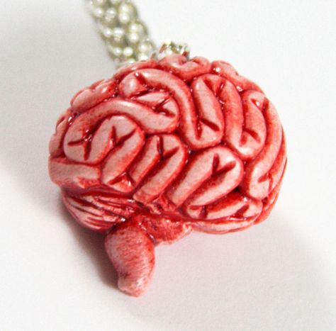 Brain Necklace, Anatomical Brain, Brain Design, Alternative Earrings, Diy Cement Planters, Black Polymer Clay, Polymer Clay Pendants, Clay Pendants, Clay Baby