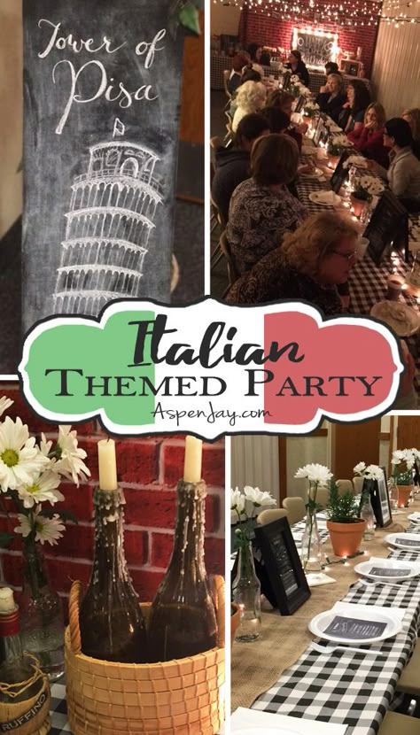 Fun and creative ideas for throwing your very own Italian Themed Dinner party! LOVE the wine bottles, glass jars with flowers, the lights... everything! Italian Dinner Party Ideas, Italy Party Theme, Italian Themed Dinner Party, Italian Themed Party, Italian Party Decorations, Italian Dinner Party Decorations, Themed Dinner Party, Italy Party, Italian Themed Parties