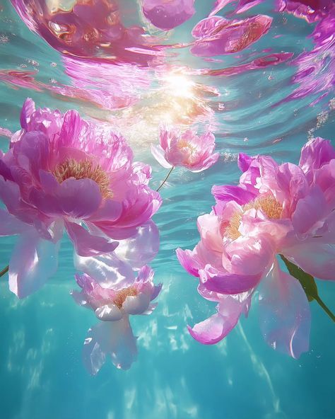 🌸P e o n y 🌸 . . #peony #underwater #flowers #sea #summer #ocean #dreamy Ocean With Flowers, Flowers Underwater, Flowers And Ocean, Underwater Flowers, Ocean Flowers, Period Art, Island Wallpaper, Summer Ocean, Sea Summer