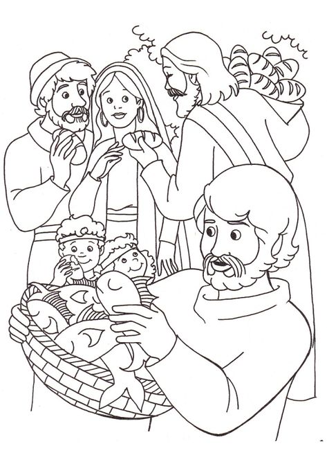 Jesus Feeds 5000, Childrens Bible Activities, Bible Coloring Sheets, Jesus Coloring Pages, Sunday School Coloring Pages, Roi Mage, Miracles Of Jesus, Preschool Bible, Bible Verse Coloring