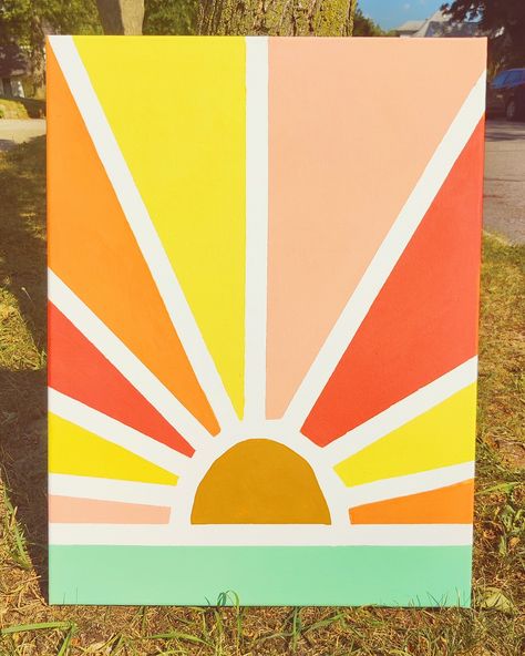 Easy At Home Painting Ideas, Easy Summer Things To Paint, Sun Painting Easy, Summer Simple Paintings, Cute Simple Paintings Ideas Easy, Aesthetic Sun Painting, Summer Easy Paintings, Simple Sun Painting Ideas, Sun Canvas Painting Easy