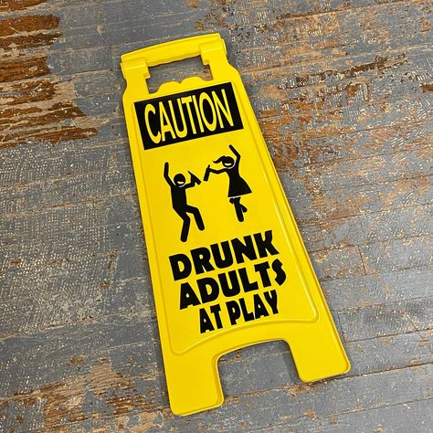 These neighborhood caution signs are your typical slow down with a twist.  Printed on one side.  Sign measures about 26" tall and 10.5" wide. Hinges at top to open into an A-frame style sign.  Local pick up is available at the store, 115 E Lake St, Lakeview OH 43331, Tuesday - Saturday from 10am-6pm. Caution Signs, Park Party, Crossing Sign, Camping Rv, Camping Signs, Rv Ideas, Project Board, Flexible Dieting, Sign Man