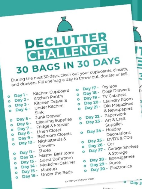 30 Day Declutter Challenge Story - Everyday Savvy 30 Day Declutter Challenge, 30 Day Declutter, Easy Storage Hacks, Declutter Challenge, Laundry Room Sink, Nightstand Decor, Easy Cleaning Hacks, Closet Decor, Organize Declutter