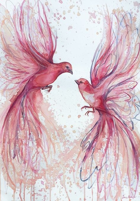 Acrylic Painting Ideas, Painting Ideas, Acrylic Painting, Birds, Canvas, Pink, Art