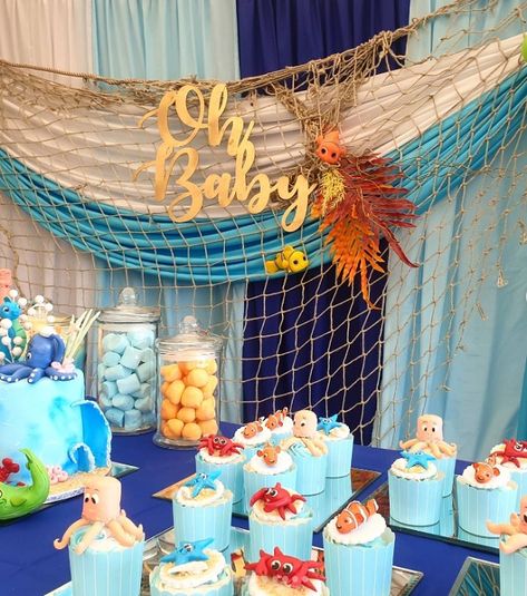 Under the Sea Themed Baby Shower Ideas – Baby Shower Ideas 4U Coastal Theme Baby Shower Ideas, Sea Creature Baby Shower Ideas, Sea Animal Baby Shower Ideas, Under The Sea Baby Shower Decorations, Underwater Baby Shower Theme, Sea Life Baby Shower Ideas, Ocean Baby Shower Ideas, Ocean Theme Baby Shower Ideas, Under The Sea Baby Shower Ideas For Boys