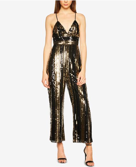 Bardot Sequined Jumpsuit Sequin Jumpsuit Outfit, Gold Sequin Jumpsuit, Black Jumpsuit Outfit, Outfits New Year, Gold Pants, Elegant Cocktail Dress, Nye Outfits, Sequin Jumpsuit, Jumpsuit Outfit