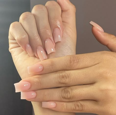 Just Acrylic Nails No Color, Natural Nail Colors Acrylic, Natural Fake Nails Acrylics, Get X Nails, Medium Length Natural Nails, Clear Pink Square Nails, Square Plain Nails, Square Acrylic Nails Plain, Milky Nude Nails Almond