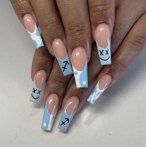 Sagittarius Nails Designs Acrylic, Aquarius Nails Acrylic, Sagittarius Nails Designs, Pisces Nails Designs, Sagittarius Nails, Aries Nails, Hippie Nails, Colored Acrylic Nails, White Acrylic Nails