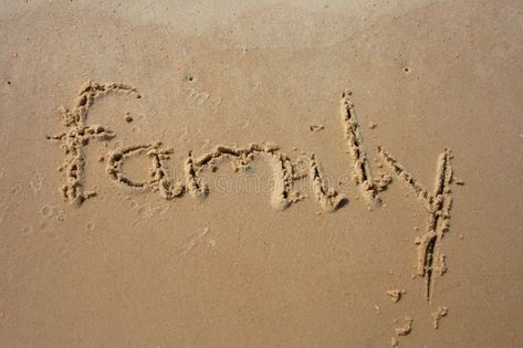 Family in the sand. Family written in the sand , #affiliate, #Family, #sand, #written #ad Stock Photography Free, Flyer Design, Family Photography, Stock Images, Arts And Crafts, Art