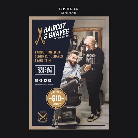 Barber Shop Poster, Barber Ideas, Barber Poster, Barber Shop Haircuts, Black Monkey, Pumpkin Drinks, Graphic Design School, Free Psd Flyer, Shop Poster