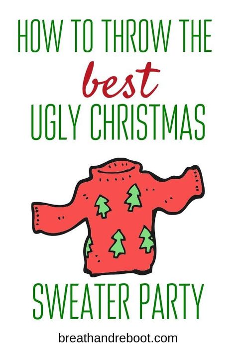 Ugly Sweater Christmas Party Ideas, Ugly Sweater Party Games, Work Christmas Party Ideas, Ugly Christmas Sweater Diy Funny, Tacky Christmas Party, Ugly Sweater Christmas Party, Ugly Sweater Party Invitations, Ugly Christmas Sweater Contest, Diy Christmas Sweater