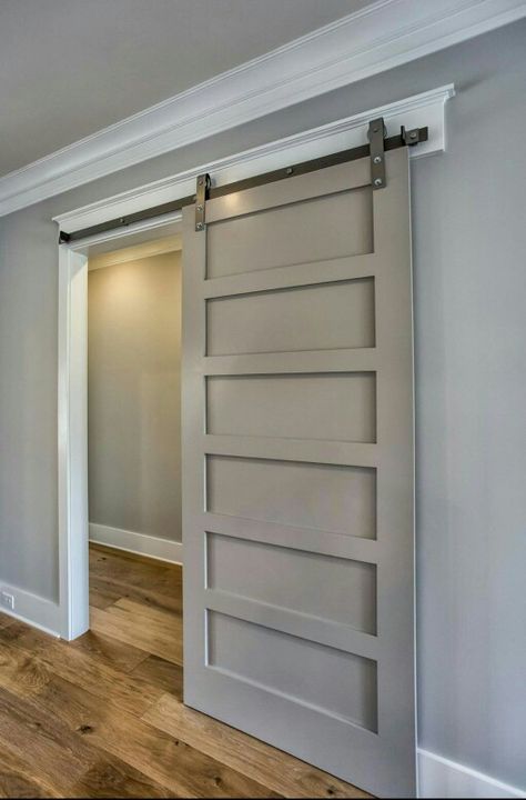 Love the sliding barn door for small rooms = space saver and stylish ♡ Bathroom Barn Doors, Barn Door Installation, Gym Room At Home, Attic Bathroom, Farmhouse Interior, Window Trim, Space Saver, Home Upgrades, Diy Furniture Projects