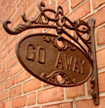 WELCOME or GO AWAY sign ornate cast iron front door plaque Gift Ideas For Gardeners, Creative Signage, Sign Bracket, Iron Front Door, Key Locks, Storefront Signs, Door Plaque, Funny Home Decor, Door Plaques