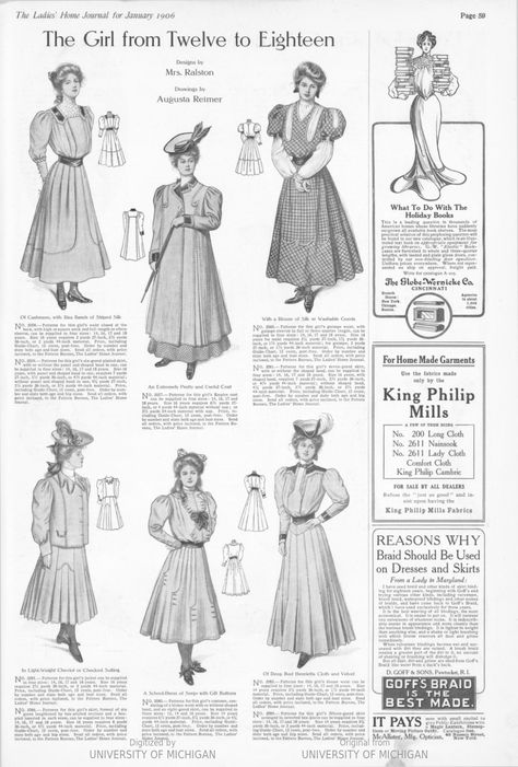 1906 Fashion, Edwardian Dresses, Ladies Home Journal, Home Journal, Edwardian Dress, Book Catalogue, Old Clothes, Fashion Plates, Sewing Patterns