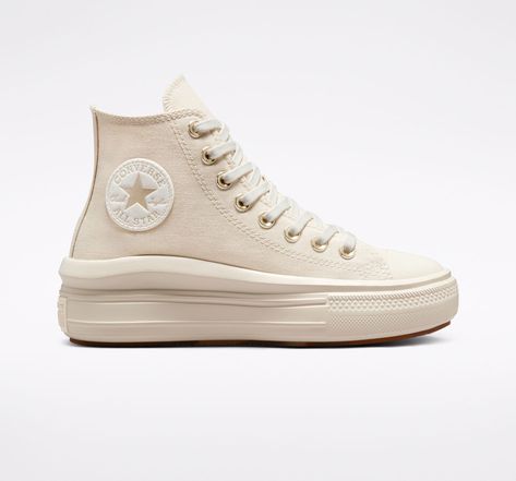 Converse Move Platform Outfit, Converse Move Platform, Converse Move, Beige Converse, Chuck Taylor All Star Move, Shoe Converse, Womens High Top Shoes, Converse Platform, Plateau Sneaker