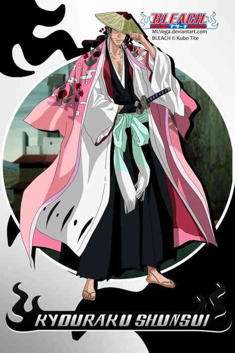 Shunsui Kyoraku Captain of Squad 8 bleach Bleach Squad, Bleach Shunsui, Kyouraku Shunsui, Kyoraku Shunsui, Shunsui Kyoraku, Bleach Captains, Ulquiorra Schiffer, Kubo Tite, Byakuya Kuchiki