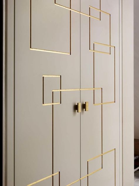 William Garvey hand made door with gold leaf detail - idea for restoring my own little cabinet at home with some lovely gold details Interior Art Deco, Pintu Interior, Wardrobe Door Designs, Wardrobe Design Bedroom, 아파트 인테리어, Master Bed, Bedroom Wardrobe, Wardrobe Doors, Unique Doors