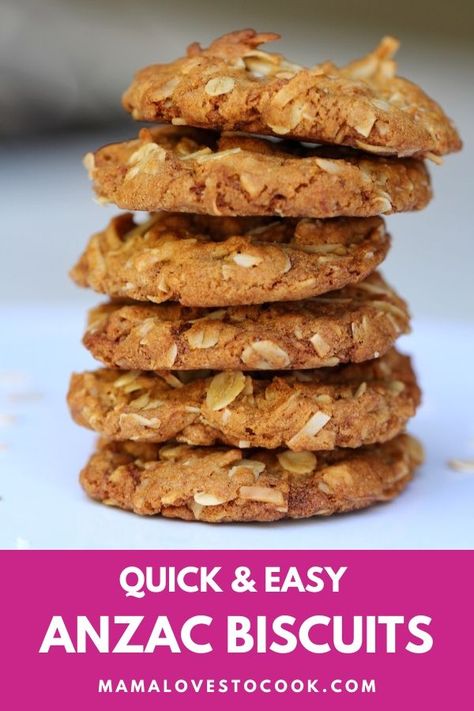 Easy Anzac Biscuits, Anzac Cookies, Oat Biscuits, Tin Eats, Anzac Biscuits, Oatmeal Cookies Chewy, Biscuit Recipes, Recipetin Eats, Recipe Tin