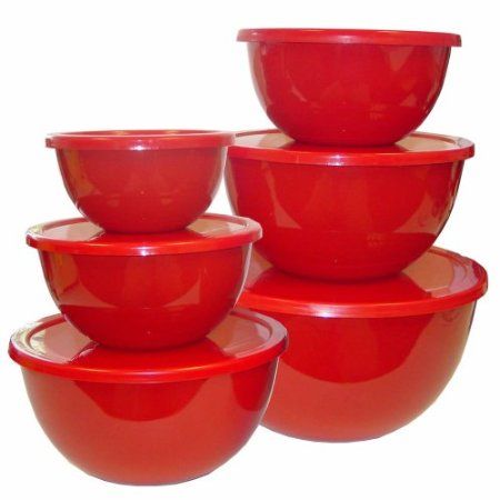 Amazon.com: Reston Lloyd Calypso Basics 12-Piece Bowl Set, Red: Home & Kitchen Cute Utensils, Ashley Furniture Sectional, Red Kitchen Accessories, Red Is My Favorite Color, Kitchen Essentials List, Red Items, Baking Hobby, Small Bedroom Interior, Pie Baking