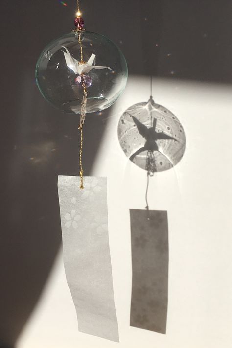 Japanese Wind Chimes, Wind Bell, Japan Aesthetic, Cute Bedroom Decor, Paper Crane, Japanese Aesthetic, Cute Room Decor, Summer Gift, White Aesthetic