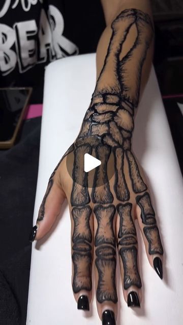 Memphis Nail Tech & Henna Artist💓 on Instagram: "Hand to Elbow Skeleton henna☠️😍 *This is Jugua Fruit not chemical black henna* Website Linked in Bio💕  #henna #jagua #jaguatattoo #memphisnailtech #explorepage #explore #viral #trending #reels #nailsofinstagram #blacknailtech  #pinterestnails #nailspecial #celebritynailtech #luxurynails #explorepage #blingnails #blacksnailedit #longnails #shorties #shortnails #mediumnails #nails #nailart #naildesign #instanails"