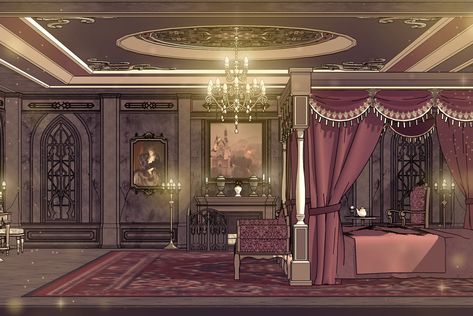 Diamond Bedroom, Anime Houses, Royal Bed, Royal Room, Royal Bedroom, Castle Bedroom, Iphone Wallpaper Bts, Scene Aesthetic, Castles Interior