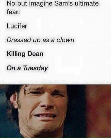 Funny Lucifer, Supernatural Jokes, Heat Of The Moment, Supernatural Comic, Spn Memes, Supernatural Pictures, Supernatural Dean Winchester, Supernatural Quotes, Winchester Supernatural