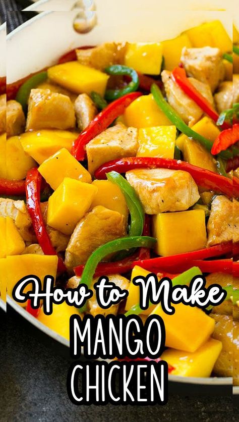 This mango chicken is a combination of seared chicken breast, bell peppers and fresh mango, all tossed in a sweet and savory sauce. Mango Sauce For Chicken, Mango Chicken Recipes, Stuffed Bell Peppers Chicken, Recipes With Chicken And Peppers, Mango Chicken, Seared Chicken Breast, Seared Chicken, Sweet Chicken, Healthy Chicken Dinner