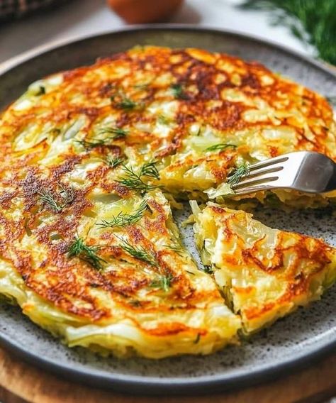 Worlds Best Tasty Recipes | Savory Cabbage Pancake | Facebook Savory Cabbage Pancakes, Cabbage Omelet, Cabbage Pancake Recipe, Cabbage Pancakes, Cabbage Fritters, Savory Cabbage, Pancake Ingredients, Keto Cabbage, Cabbage Recipes Healthy