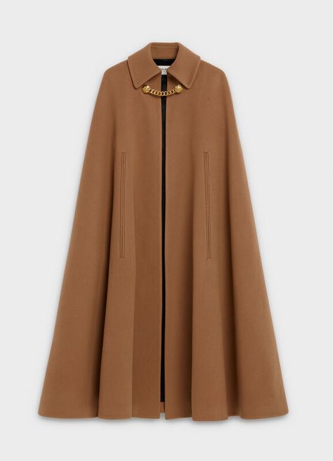 CAPE AVEC COL CABAN CACHEMIRE | CELINE Official Website Cashmere Cape, Coat Trends, Royal Dresses, Handbags Leather, Kris Jenner, Looks Vintage, Leather Goods, Classy Outfits, Paris Fashion Week