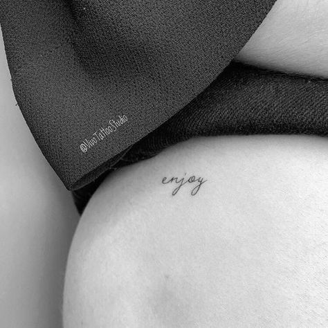 Intimate Tattoo, Bum Tattoo, Hip Tattoos Women, Classy Tattoos, Discreet Tattoos, Hip Tattoo, Little Tattoos, Simplistic Tattoos, Word Tattoos