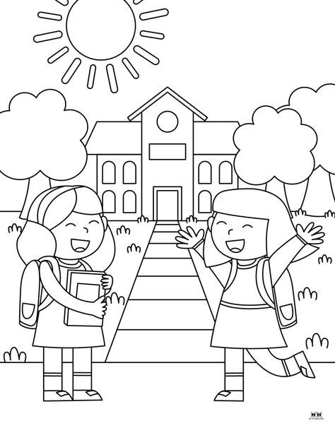 Choose from 25 unique back to school coloring pages perfect for your little ones during the back to school season. Print from home. 100% FREE! My School Drawing For Kids, Peacock Drawing With Colour, Kids Colouring Printables, Thanksgiving Coloring Book, Farm Coloring Pages, Mermaid Coloring Book, School Coloring Pages, About School, Pattern Coloring Pages