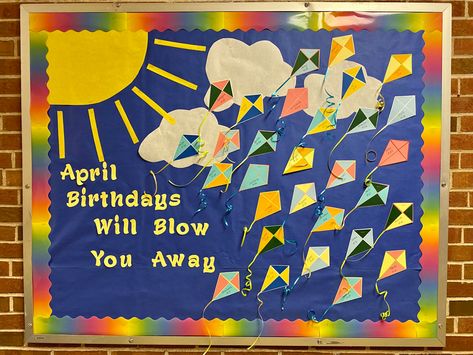 April Birthday Bulletin Boards, May Birthday Bulletin Board Ideas, April Birthday Board, April Birthday Bulletin Board Ideas, April Birthday Board Ideas, Pto Mom, Birthday Bulletin Board, Birthday Boards, Bullentin Boards