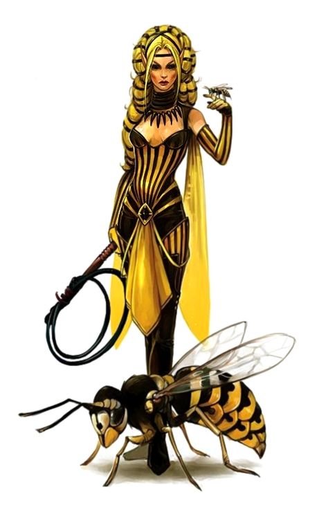 Female Elf Cleric of Calistria with Giant Wasp Familiar - Pathfinder PFRPG DND D&D 3.5 5th ed d20 fantasy Elf Wizard, Demon Lord, Bee Costume, Fashion Illustration Sketches Dresses, High Elf, Fashion Illustration Sketches, Bee Art, Illustration Fashion Design, Fashion Design Drawings