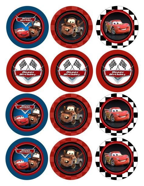 Disney Cars Cupcake Topper Printable Disney Cars Cupcakes, Disney Cars Cake, Cars Cupcakes, Car Cake Toppers, Disney Cupcakes, Cars Birthday Party, Cars Cake, Cupcakes For Boys, Disney Cars Birthday