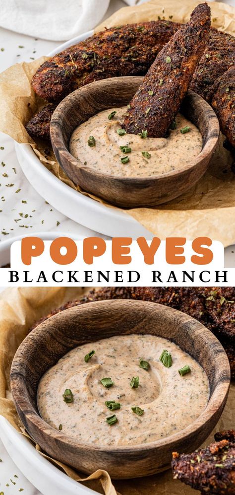 Popeyes Blackened Ranch recipe is incredibly easy to make and only requires a handful of simple ingredients. You can make this creamy ranch in under 10 minutes, and it will last you the whole week. Blackened Ranch Recipe, Blackened Ranch, Sauce For Vegetables, Kfc Chicken Recipe, Spreads Recipes, Crispy Chicken Tenders, Creamy Ranch, Veggie Fries, Ranch Recipe