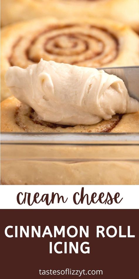 Cream Cheese Cinnamon Roll Icing, Icing For Cinnamon Rolls, Cream Cheese Cinnamon Rolls, Cheese Cinnamon Rolls, Homemade Cinnamon Roll Recipe, Cinnamon Roll Frosting, Homemade Cinnamon Roll, Homemade White Cakes, Cinnamon Roll Icing