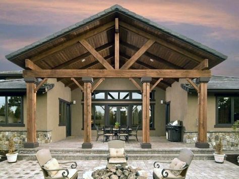 Top 60 Patio Roof Ideas - Covered Shelter Designs Covered Patio Design, Outdoor Covered Patio, Covered Back Patio, Concrete Patios, Building A Porch, Casas Coloniales, Patio Roof, Wood Patio, Brick Patios