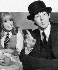 Paul and Pattie during the filming of A Hard Day’s Night. Scanned from The Beatles Film souvenir magazine (1964). Hard Days Night, Pattie Boyd, Night Movie, Hard Days, The Fab Four, Paul George, Ringo Starr, George Harrison, John Paul