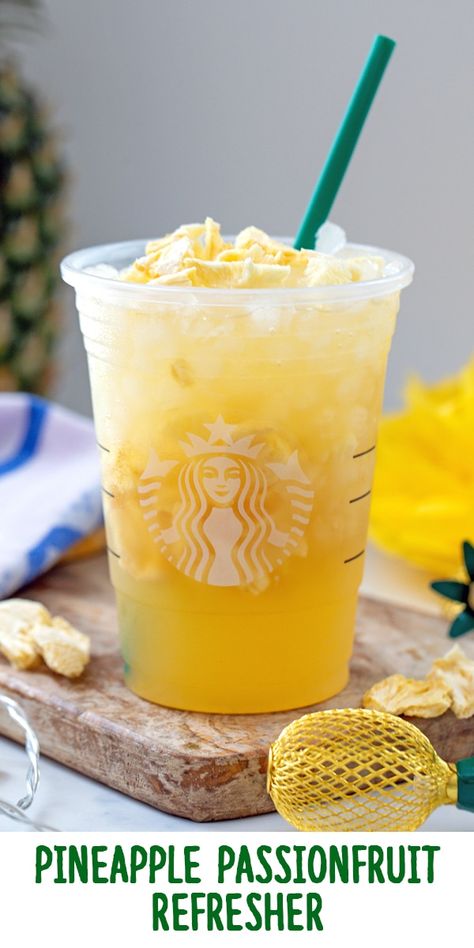 Pineapple Passionfruit Refresher, Mango Dragonfruit Lemonade Refresher, Starbucks Ingredients, Passionfruit Lemonade, Mango Dragonfruit Lemonade, Refresher At Home, Dragonfruit Lemonade, Refresher Starbucks, Lemonade Refresher