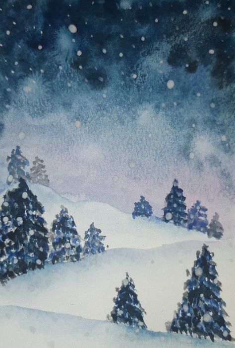 Winter Drawings, Watercolor Art Landscape, Winter Watercolor, Winter Painting, Snow Scenes, Gouache Painting, Winter Landscape, 3d Design, Watercolor Art