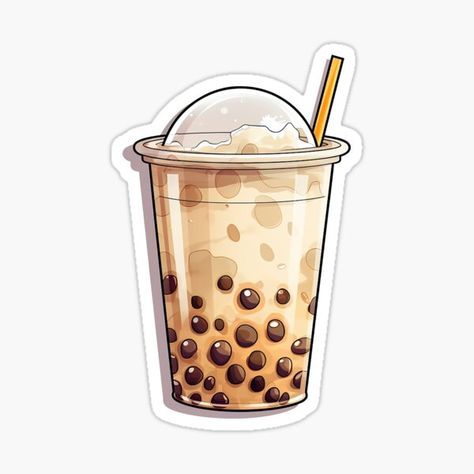 Bubble Tea Art Drawing, Boba Art Aesthetic, Bubble Tea Aesthetic Drawing, Boba Stickers Aesthetic, Milktea Aesthetic Photography, Milk Tea Drawing, Boba Tea Aesthetic Wallpaper, Boba Sketch, Boba Milk Tea Aesthetic