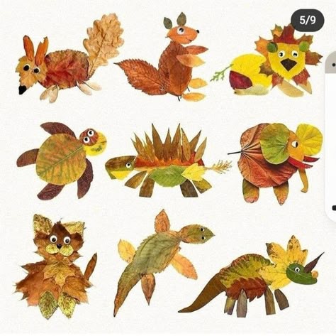 Leaf Crafts Kids, Dry Leaf Art, Autumn Leaves Craft, Leaf Projects, Leaf Animals, Fall Arts And Crafts, Toddler Arts And Crafts, Leaf Crafts, Fall Crafts For Kids