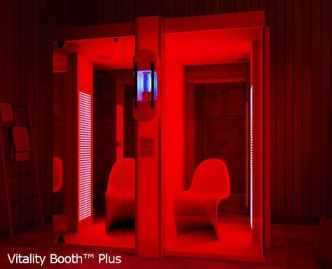 Vitality-Booth-Salt-therapy-halotherapy-booth with-red-light-therapy Red Light Sauna At Home, Red Light Therapy Vs Infrared Sauna, Infra Red Sauna Benefits, Infrared Light Therapy Benefits Of, Red Light Therapy Lamp, Salt Therapy, Salt Room, Wellness Community, Red Light Therapy